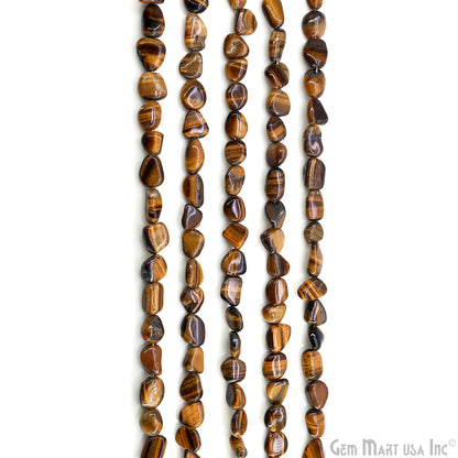 Tiger Eye Tumble Beads Free Form Drilled Beads 7-8X10-13mm Waist Beads, Rondelle Bead Strand 15 Inch