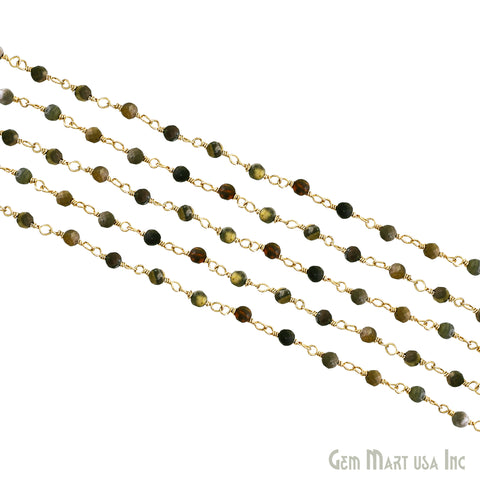 Bumble Bee 3-3.5mm Gold Plated Beaded Wire Wrapped Rosary Chain