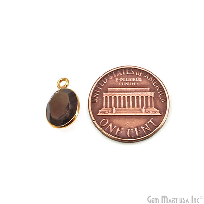 Oval 8x10mm Brilliant Cut Gold Plated Bezel Single Bail Connector