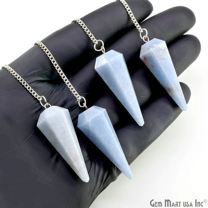 Gemstone Pendulum Silver Healing Dowsing Pointed Pendant 48x19MM