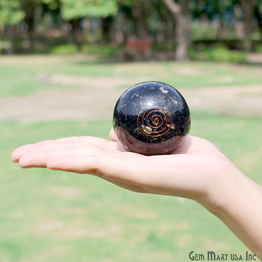 Black Tourmaline Healing Gemstone Sphere 2" - Reiki Meditation Ball, Chakra Balancing, Orgone Energy, Spiritual Healing, Home Decor