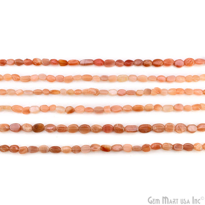 Peach Moonstone Tumble Beads Free Form Drilled Beads 9-13X6-7mm Waist Beads, Rondelle Bead Strand 13 Inch