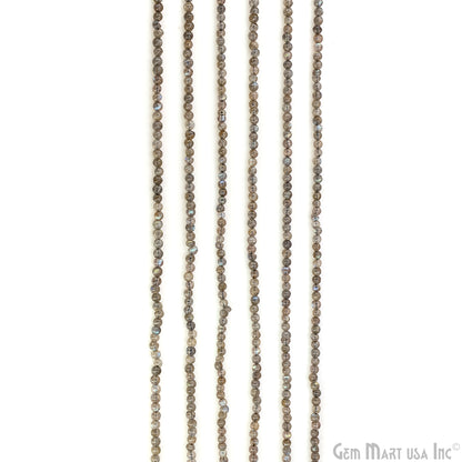 Labradorite Smooth Round Drilled Beads 3-4mm Waist Beads, Rondelle Bead Strand 14 Inch