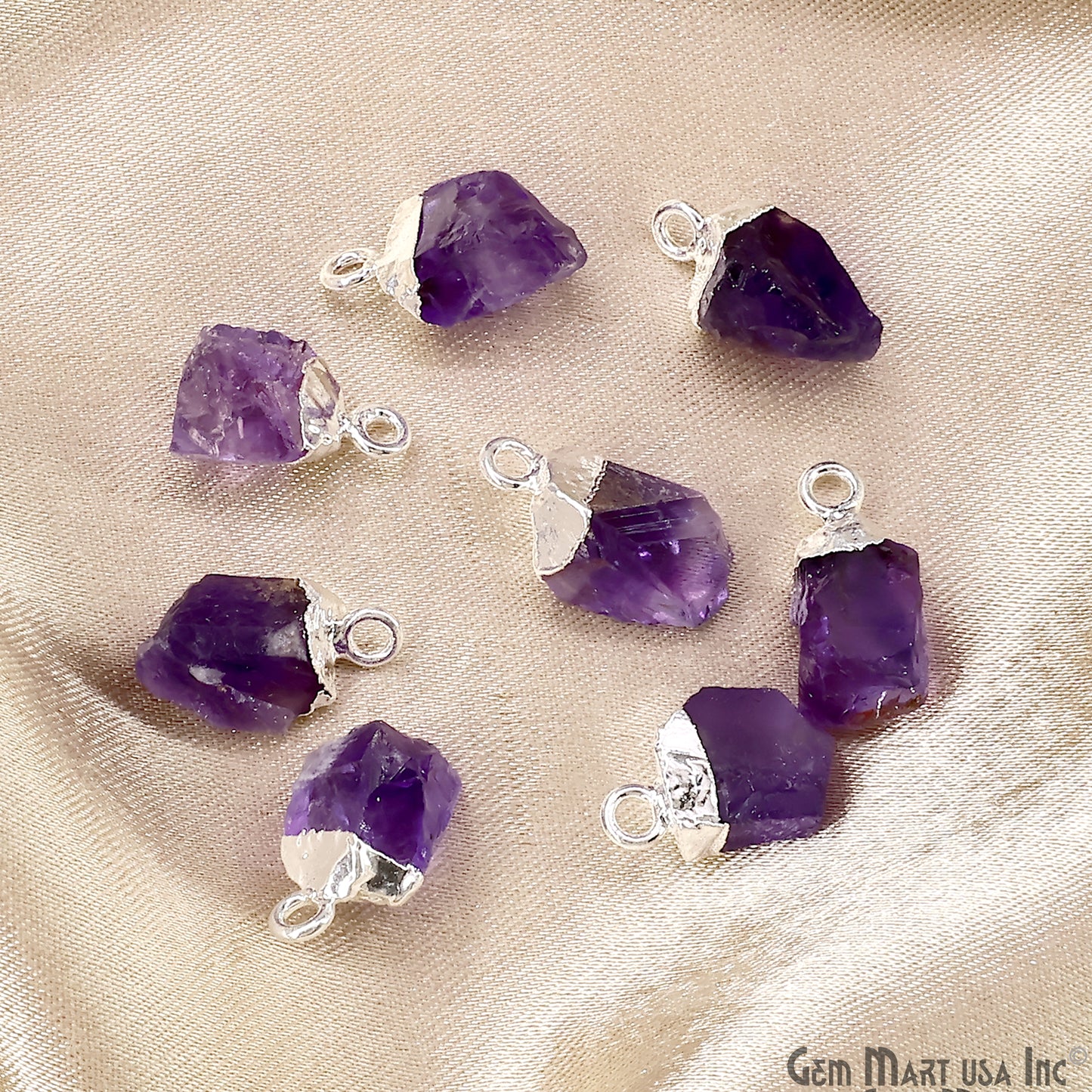 Rough Amethyst Freeform Silver Electroplated Single Bail Gemstone Connector