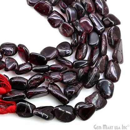 Garnet Tumble Beads Free Form Drilled Beads 7-10X13-18mm Waist Beads, Rondelle Bead Strand 14 Inch