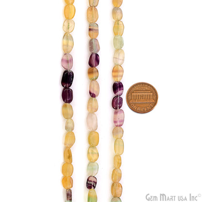 Fluorite Tumble Beads Free Form Drilled Beads 9-13X6-7mm Waist Beads, Rondelle Bead Strand 13 Inch