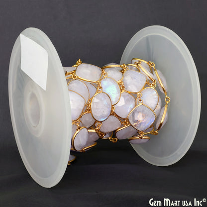 Rainbow Moonstone Mix Shape 10-15mm Gold Plated Continuous Connector Chains