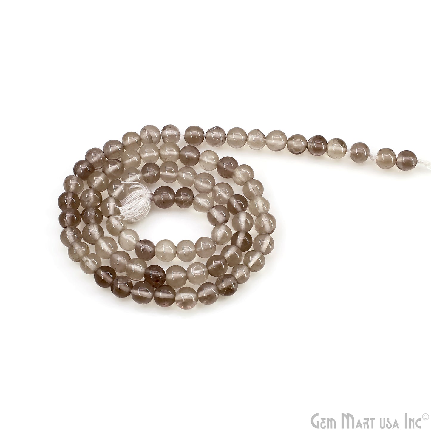 Smoky Topaz Smooth Round Drilled Beads 3-5mm Waist Beads, Rondelle Bead Strand 13 Inch