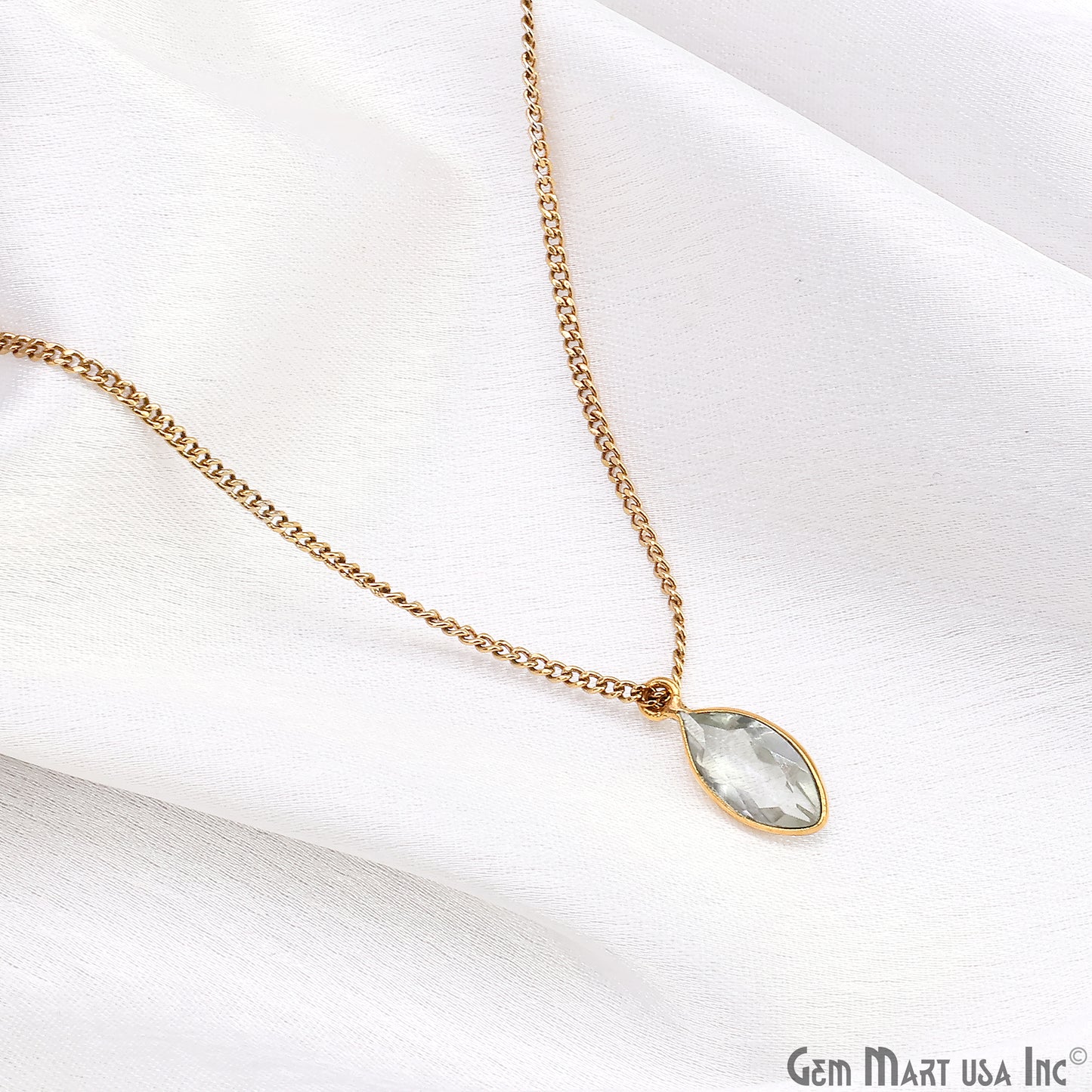 Marquise 6x12mm Brilliant Cut Gold Plated Bezel Single Bail Connector