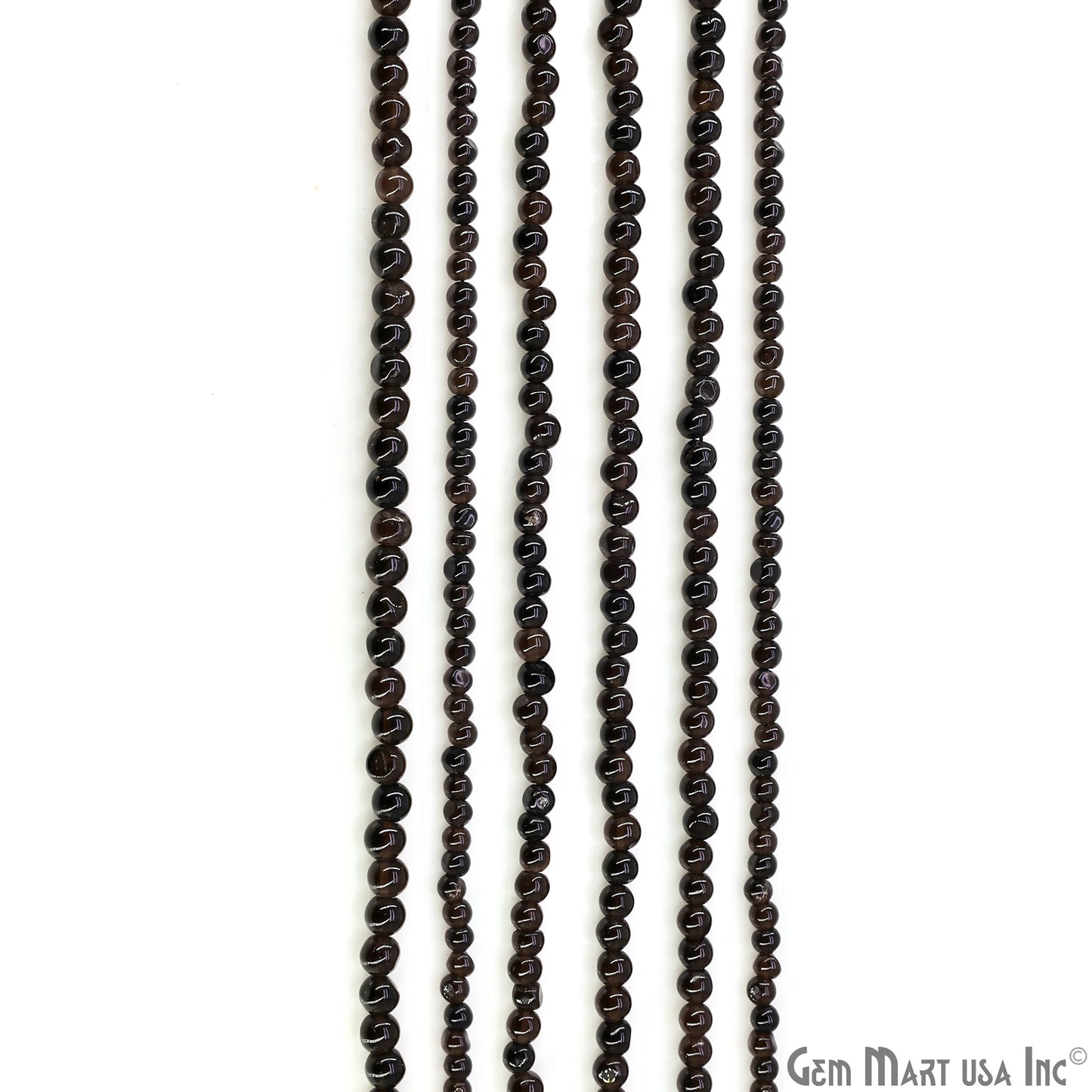 Black Spinel Smooth Round Drilled Beads 3-5mm Waist Beads, Rondelle Bead Strand 13 Inch