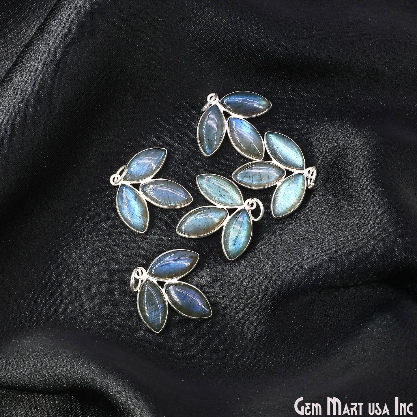 Labradorite Flower 25x23mm Single Bail Chandelier Finding Component