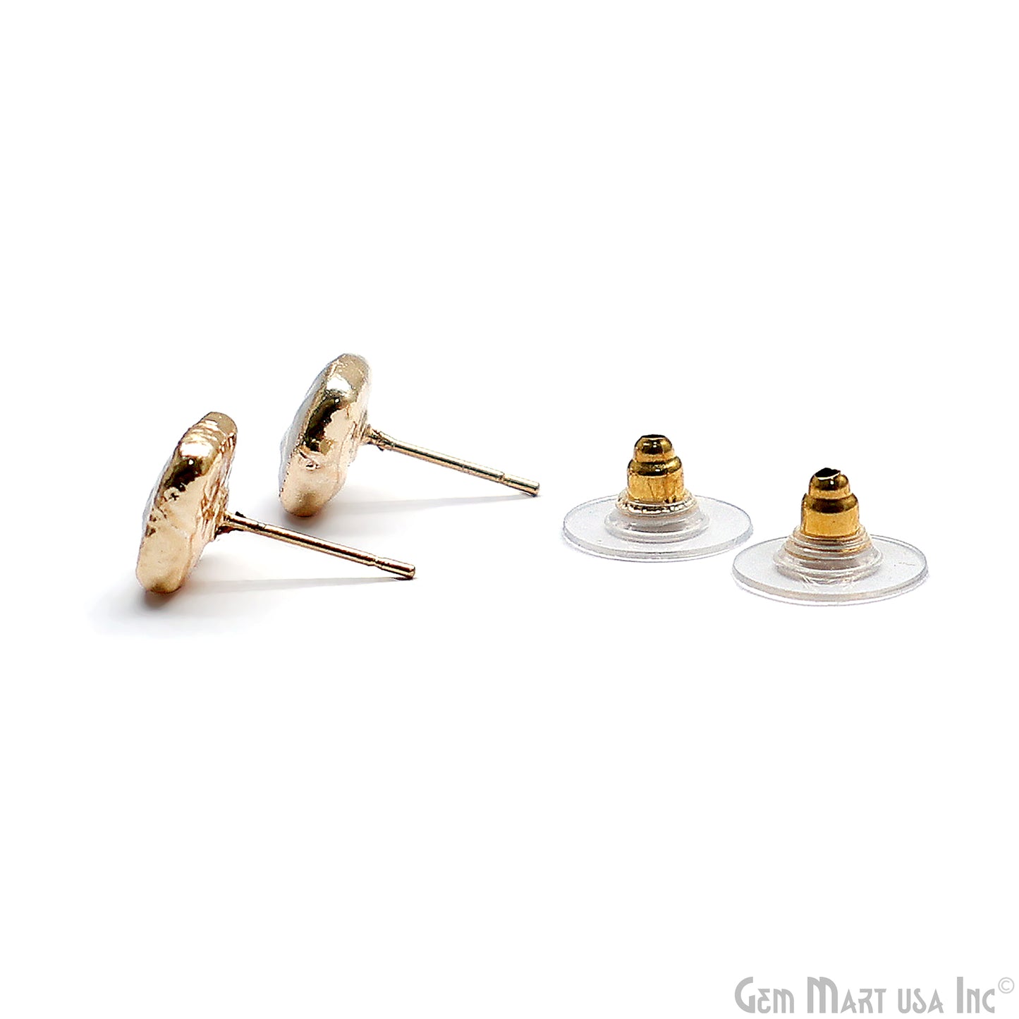 Natural Pearl Rough Gemstone 12x10mm Gold Electroplated Stud Earring