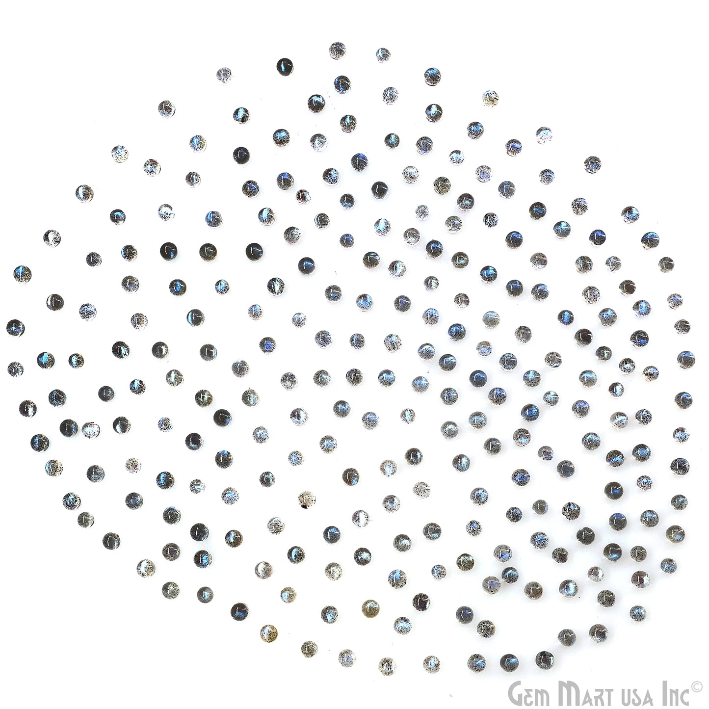 Labradorite Wholesale Gemstones, 100% Natural Semi-Precious Gems, Blue Flash Cabochon Loose Gems, 3mm, Round, 10PC Lot