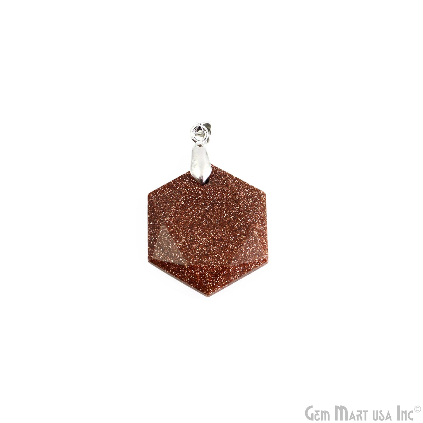 Gemstone Hexagon Shape 39x27mm Silver Plated Single Bail Gemstone Pendant