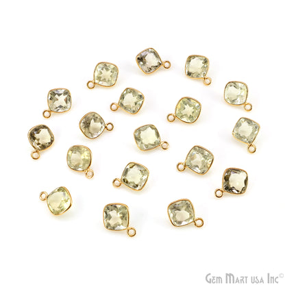 Cushion 8mm Brilliant Cut Gold Plated Bezel Single Bail Connector