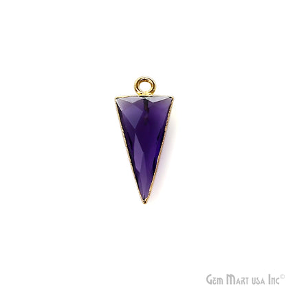 Amethyst Triangle 24x10mm Gold Electroplated Gemstone Connector