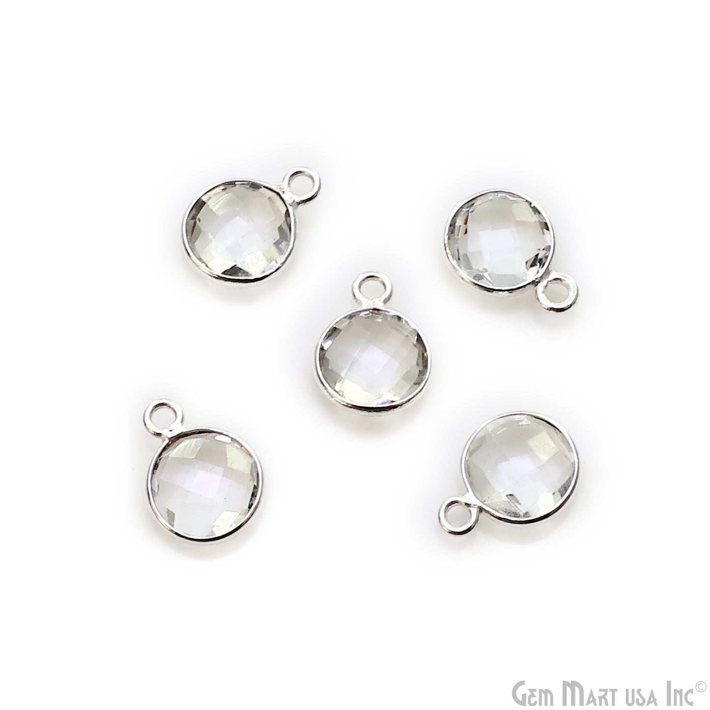 Round 8mm Single Bail Silver Plated Gemstone Connectors