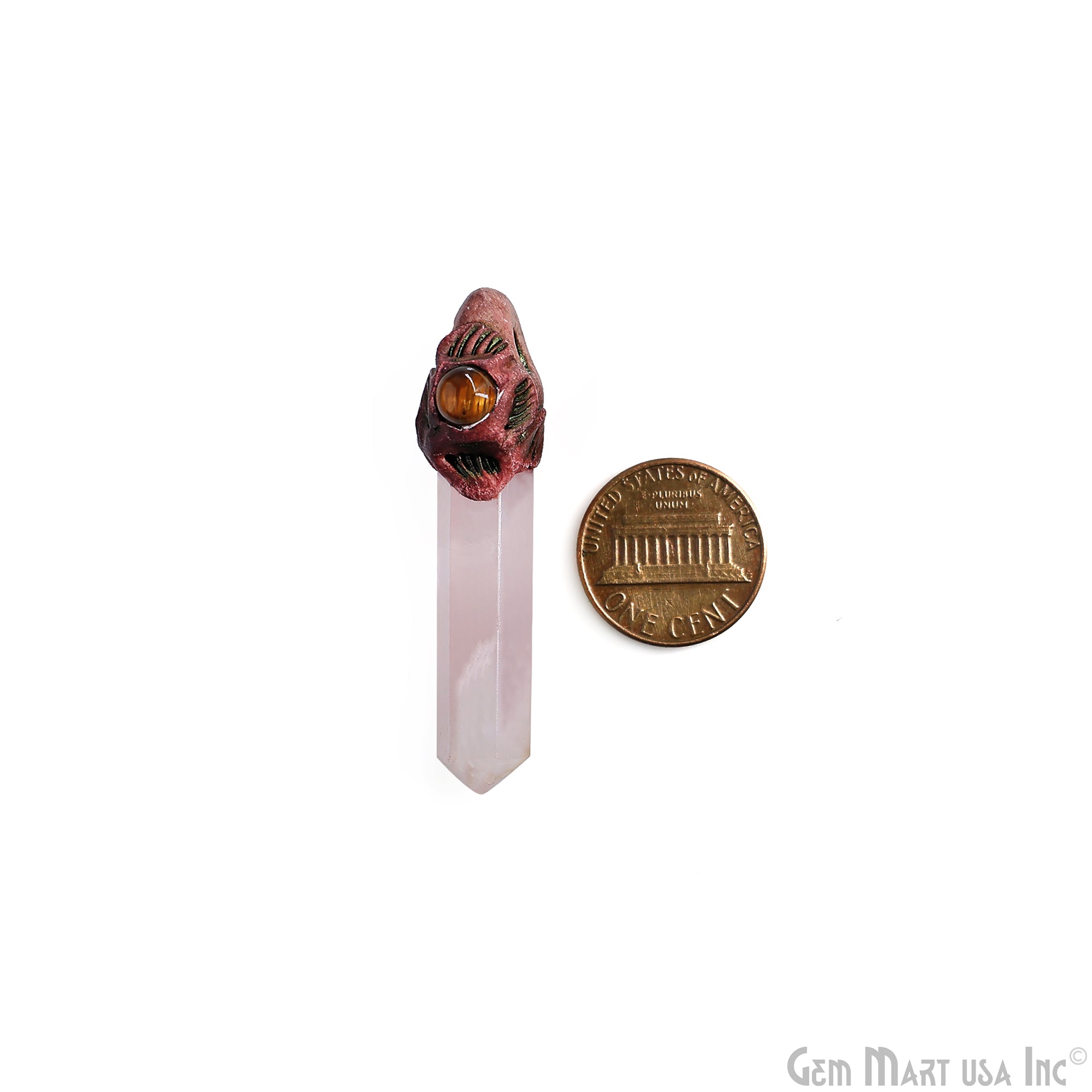 Rose Quartz with Tiger Eye Polymer Clay Crystal Pendant, Dowsing Clay Single Bail Pendant
