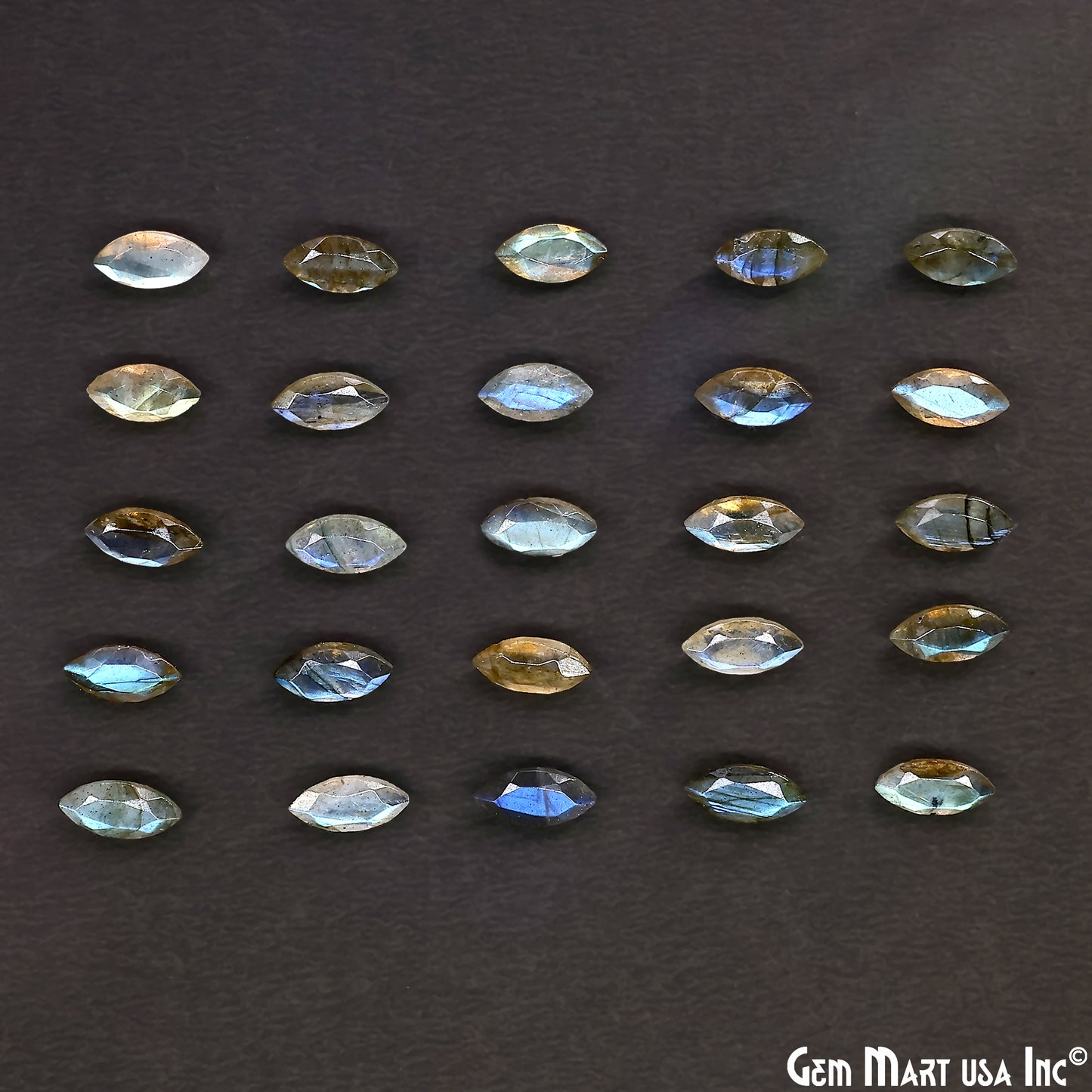 Labradorite Wholesale Gemstones, 100% Natural Semi-Precious Gems, Blue Flash Faceted Loose Gems, 6x12mm, Marquise, 4PC Lot