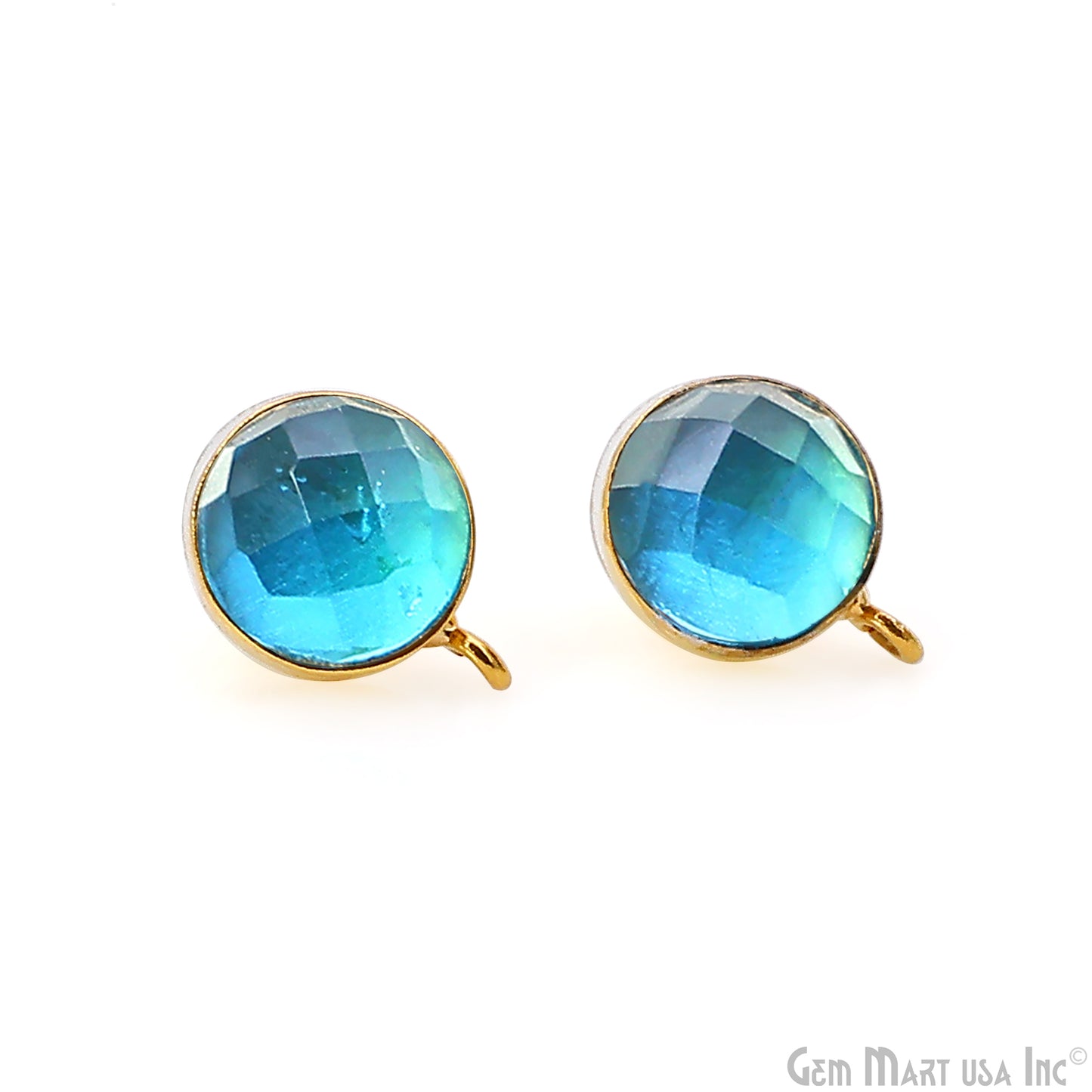 DIY Round 10mm Gold Bail Gemstone stud Earring