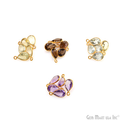 Pears 7x10mm Brilliant Cut Gold Plated Bezel Single Bail Connector