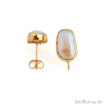DIY Pearl 19x9mm Gold Electroplated Loop Connector Studs Earrings
