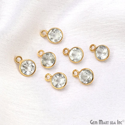 Round 7mm Brilliant Cut Gold Plated Bezel Single Bail Gemstone Connector