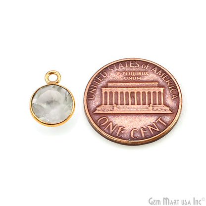 Round 8mm Brilliant Cut Gold Plated Bezel Single Bail Gemstone Connector