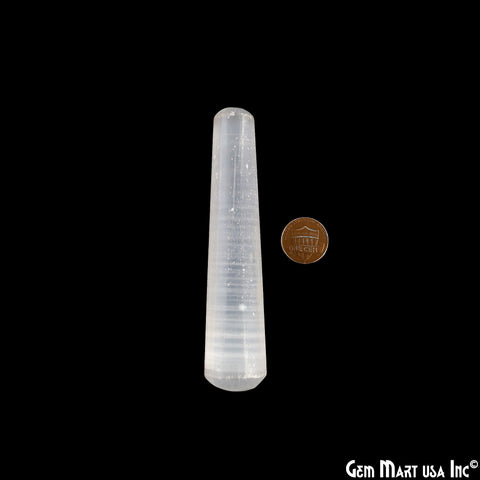Selenite Hand Made SPA Massage Wand Reiki Healing Crystal Relaxation Meditation Collection Gift, Healing Crystal 4Inch