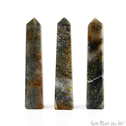 Rutile Gemstone Rectangle Tower Shape 4Inch Crystal Tower Obelisk Healing Meditation Gemstones