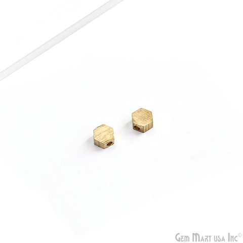 Brass Hexagonal Textured Surface Spacer Beads, Gold Plated Box shaped Connector Charms for Jewelry Making, DIY & Crafts