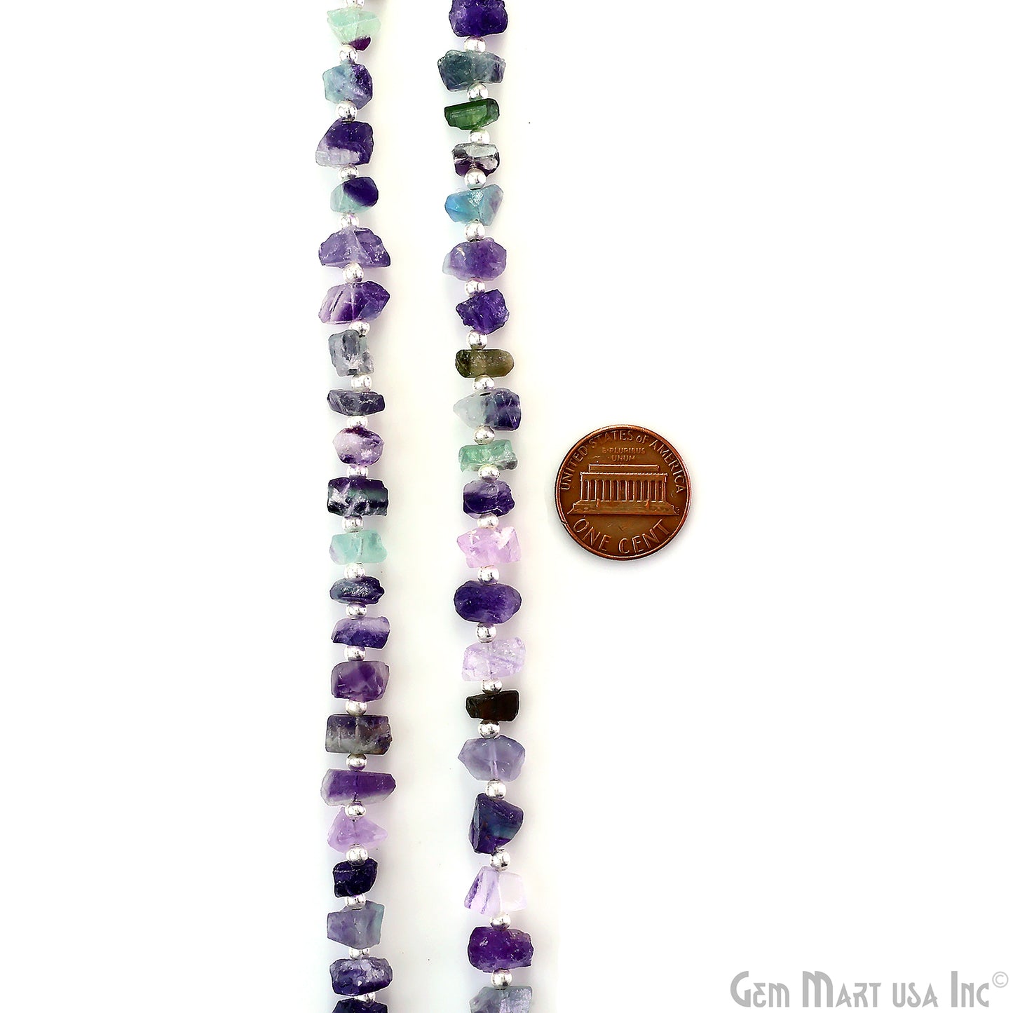 Fluorite Rough Beads, 9 Inch Gemstone Strands, Drilled Strung Briolette Beads, Free Form, 8x6mm