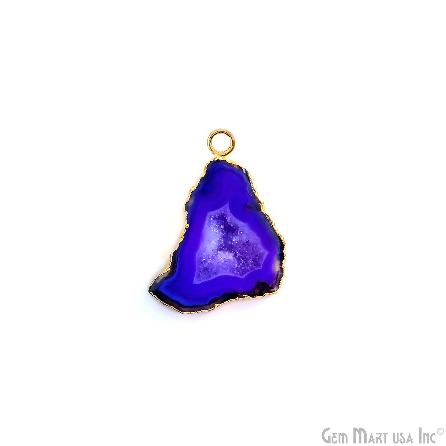 Purple Agate Geode Druzy 1-2 Inch Single Bail Gold Electroplated Gemstone Connector