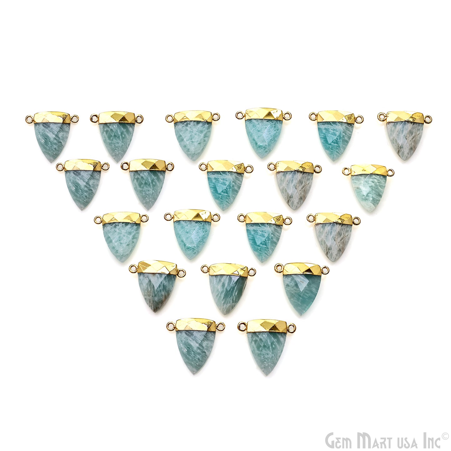 Gemstone Triangle 23x22mm Gold Electroplated Double Bail Connector