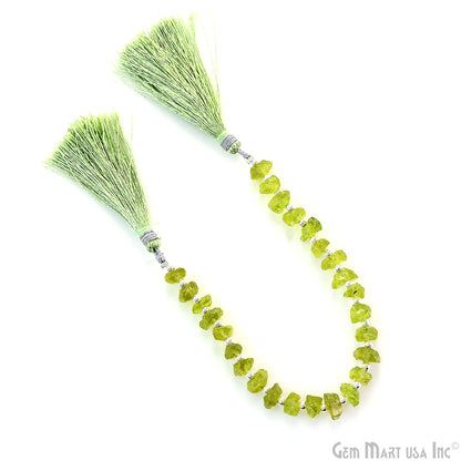 Peridot Rough Beads, 9 Inch Gemstone Strands, Drilled Strung Briolette Beads, Free Form, 8x6mm