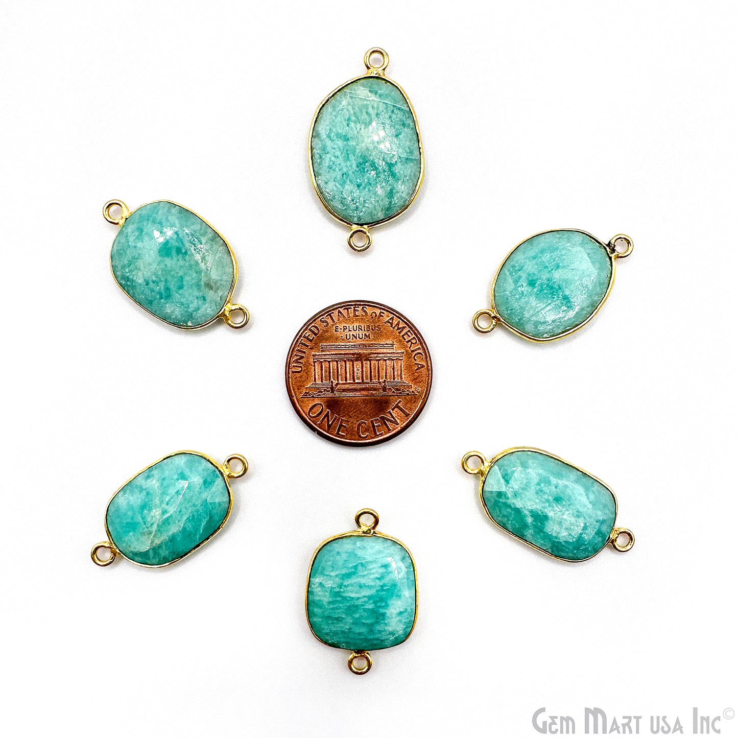 Amazonite Free Form Gold Plated Bezel Gemstone Connector 13x18mm