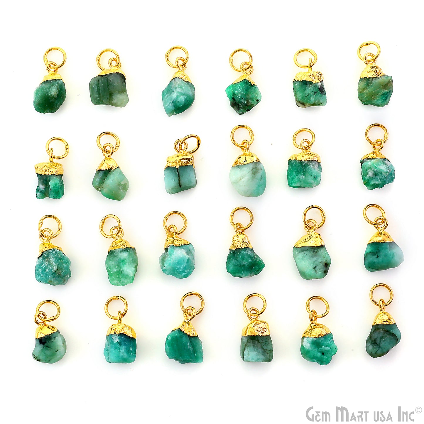 Rough Gemstone Gold Electroplated Single Bail Charm Connector