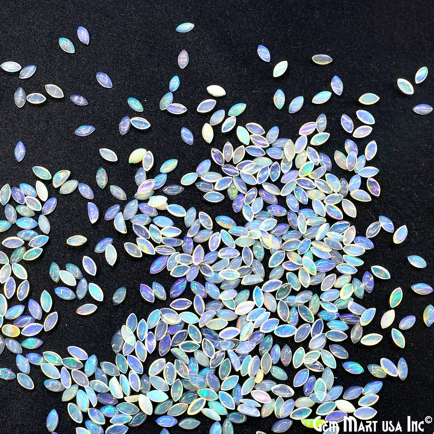 Ethiopian Opal Wholesale Gemstones, 100% Natural Precious Gems, Rainbow Cabochons Loose Gems, 3x6mm, Marquise, 10PC