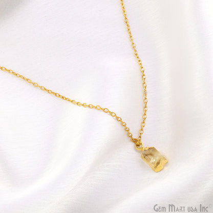 Organic Rough Gold Electroplated 13x7mm Single Bail Gemstone Charm Crystal Pendant