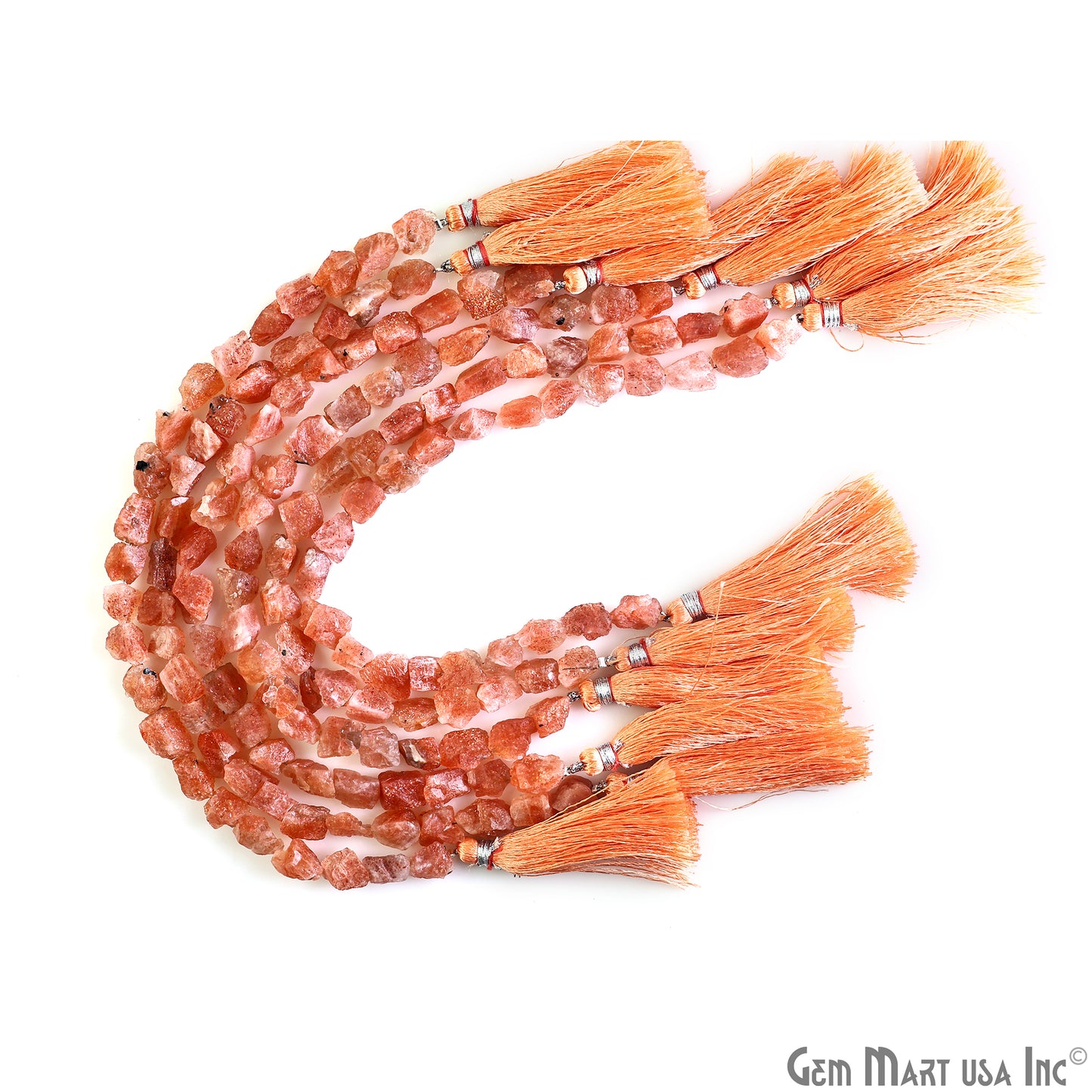 Sunstone Rough Beads, 9 Inch Gemstone Strands, Drilled Strung Briolette Beads, Free Form, 7x5mm