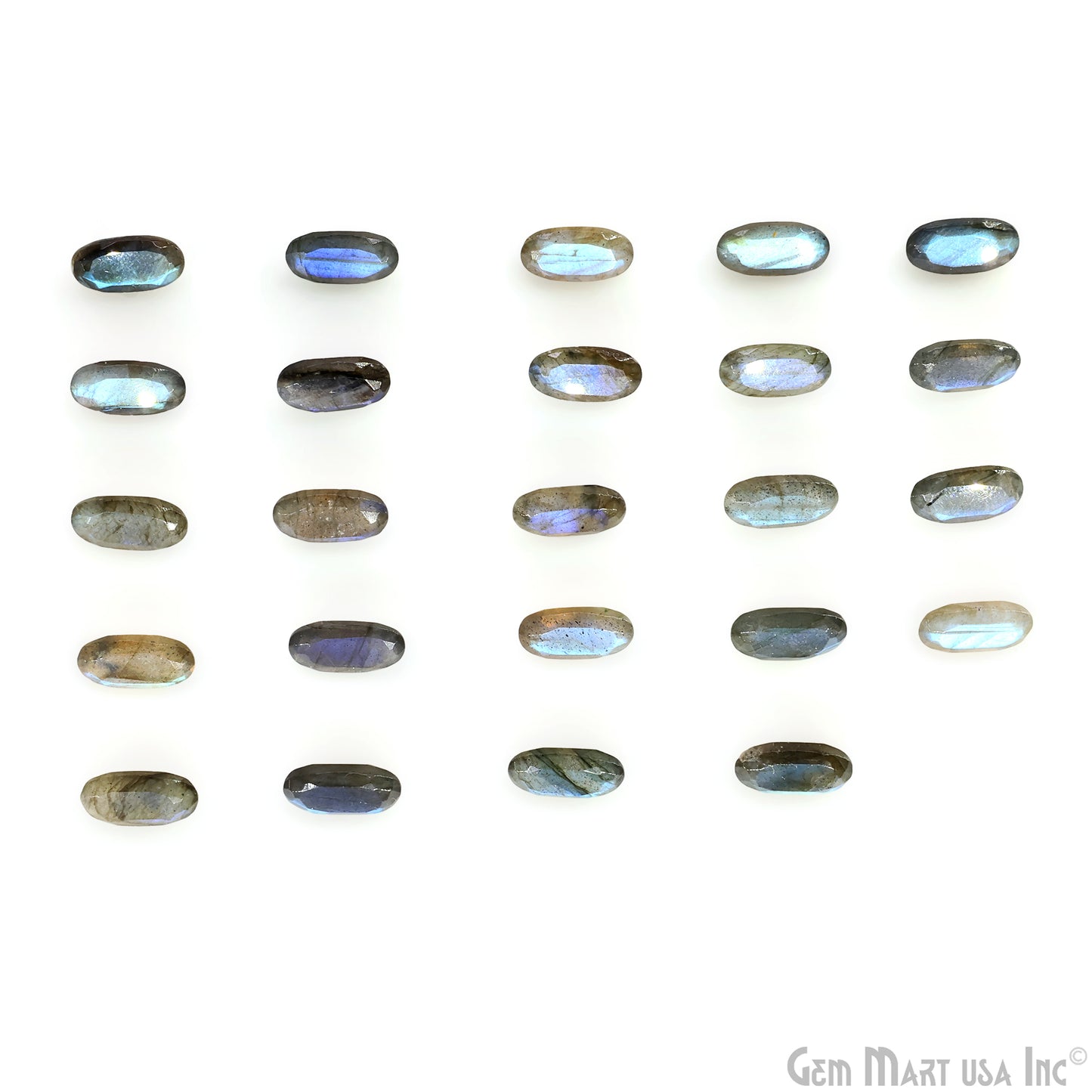 Labradorite Wholesale Gemstones, 100% Natural Semi-Precious Gems, Blue Flash Faceted Loose Gems, 12x6mm, Oval, 4PC Lot