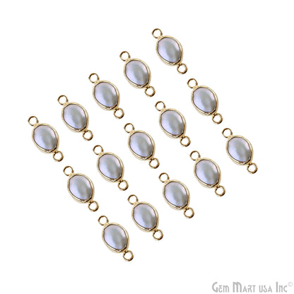 Freshwater Pearl 20x9mm Gold Plated Bezel Oval Shape Double Bail Connector