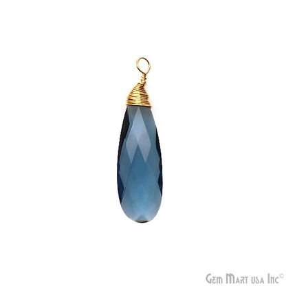Iolite Pear 37x10mm Gold Wire Wrapped Single Bail Gemstone Connector