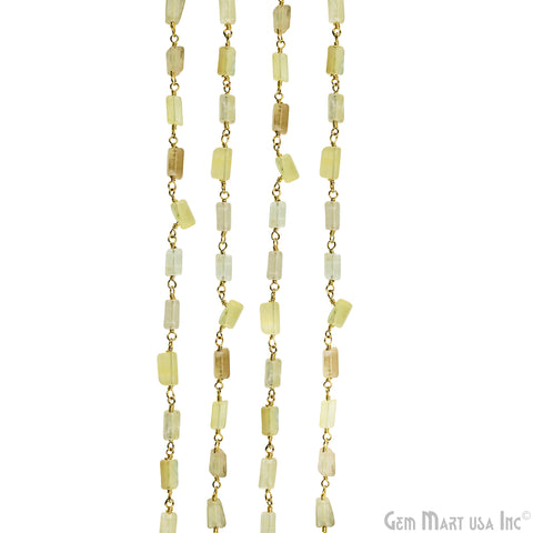 Fluorite Tumble Beads 6x4mm Gold Plated Wire Wrapped Rosary Chain