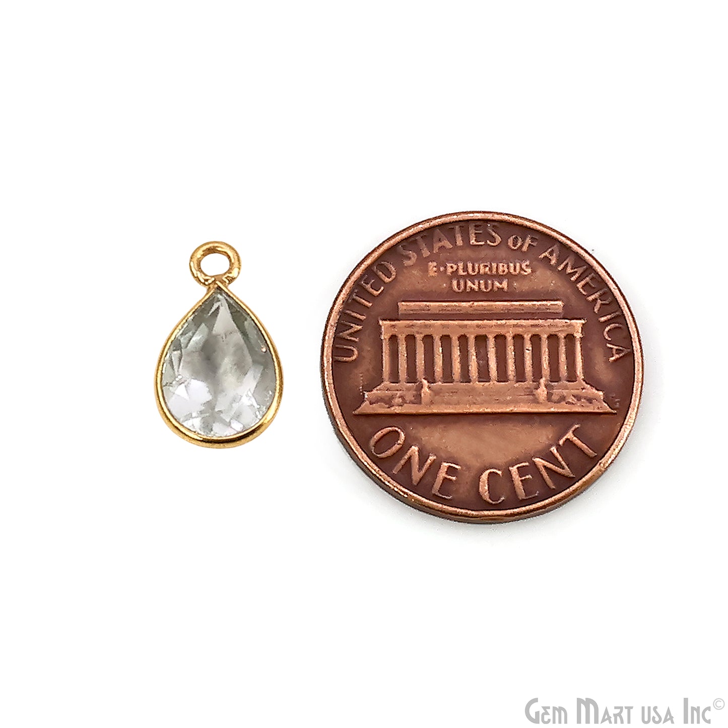 Pears 7x10mm Brilliant Cut Gold Plated Bezel Single Bail Connector