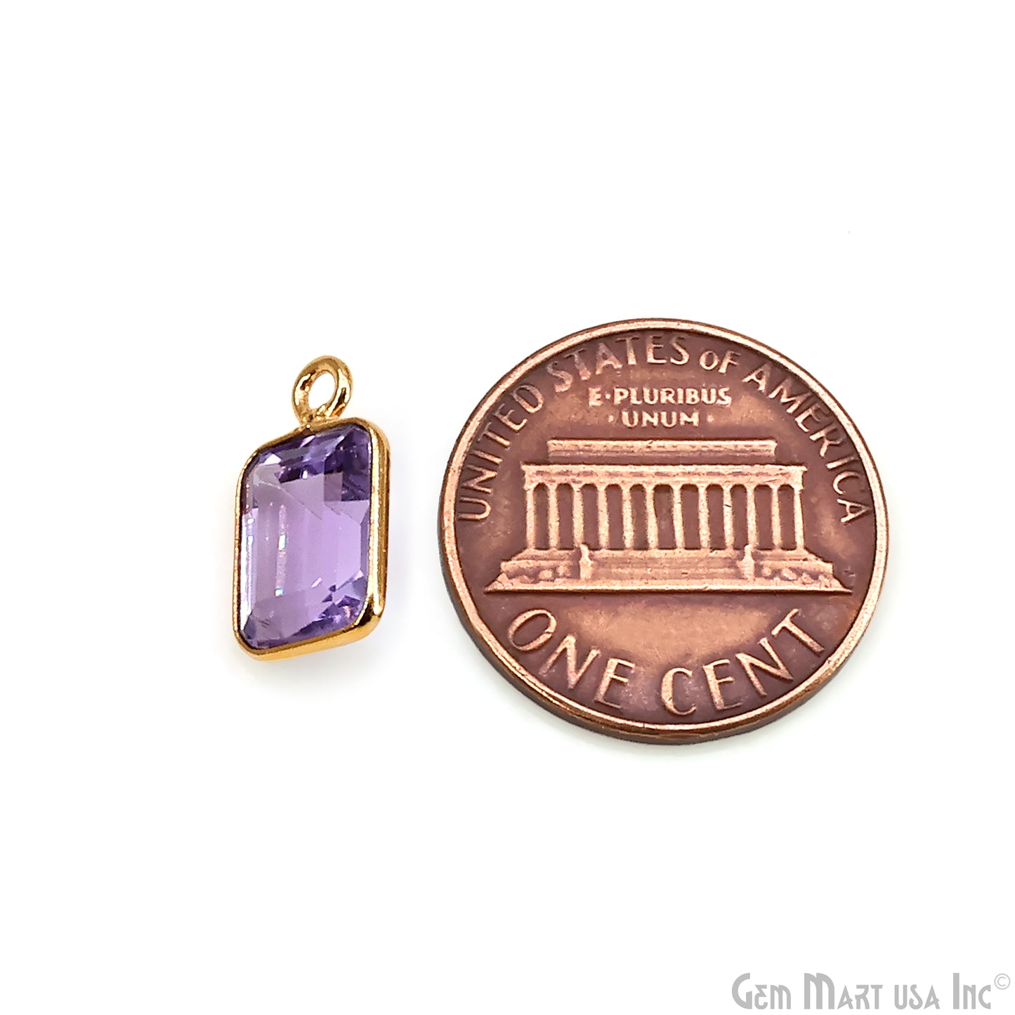 Amethyst Octagon 7x9mm Brilliant Cut Gold Plated Bezel Single Bail Gemstone Connector