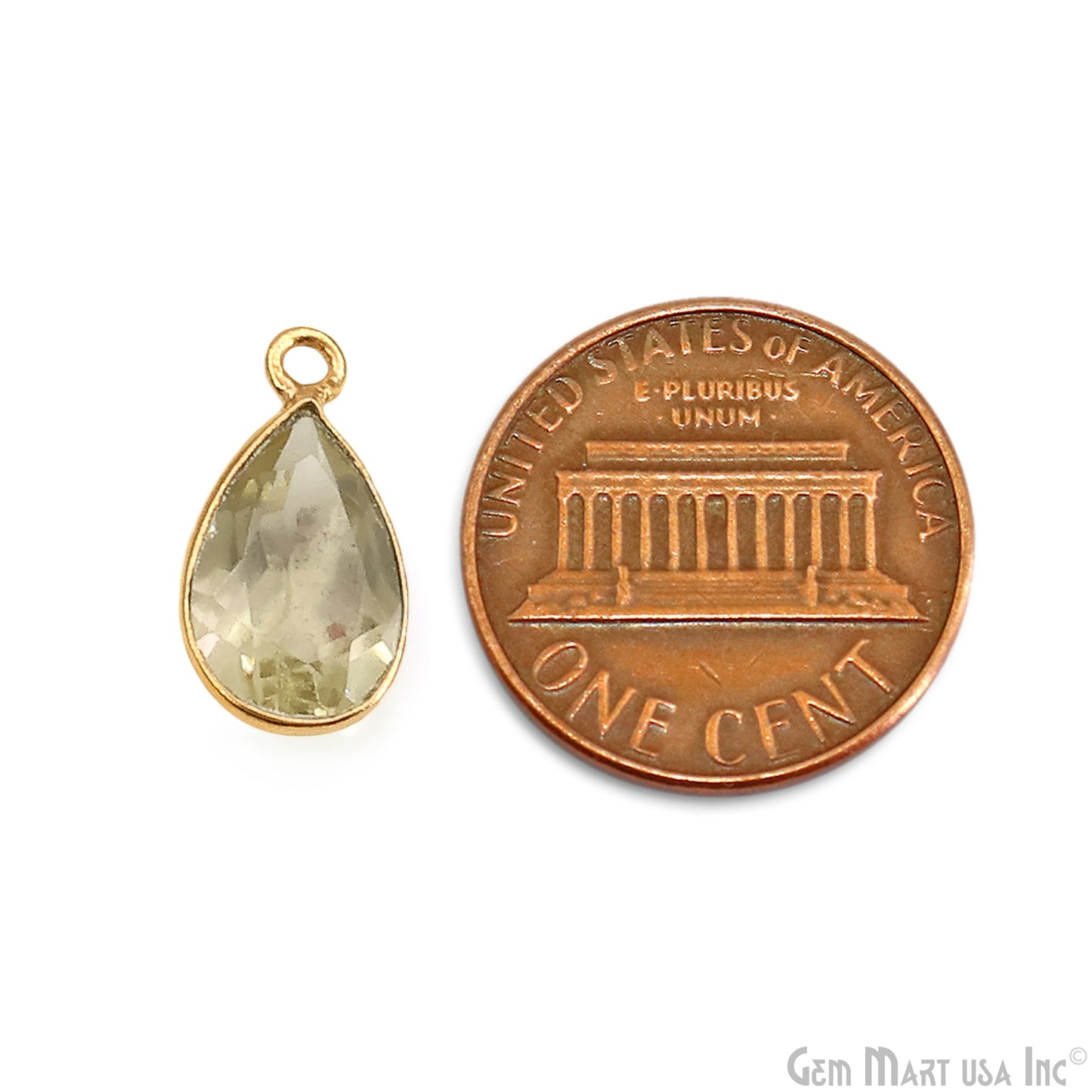 Pears 8x12mm Brilliant Cut Gold Plated Bezel Single Bail Gemstone Connector