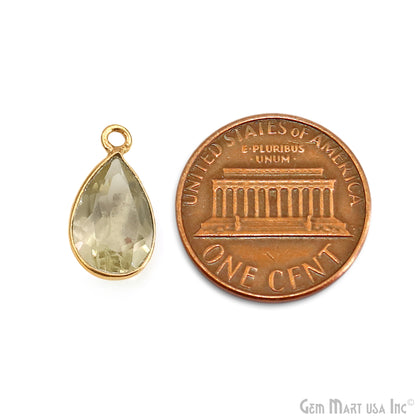 Pears 8x12mm Brilliant Cut Gold Plated Bezel Single Bail Gemstone Connector