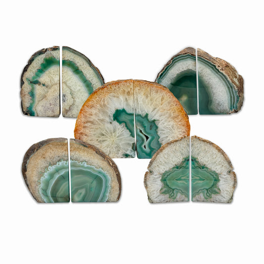 Natural Green Agate Geode Bookend Pair (2-4lbs, 4-6inch) Home Decor *Ships Free