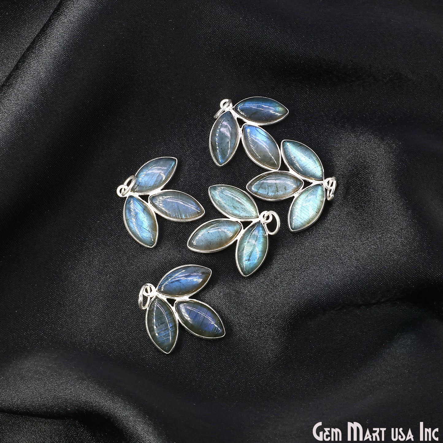 Labradorite Flower 25x23mm Single Bail Chandelier Finding Component